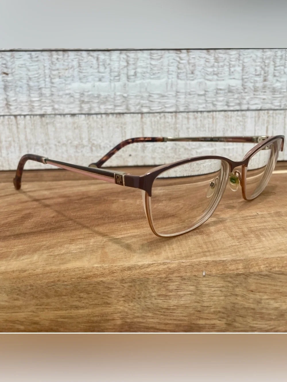 CAROLINA HERRERA VHE125K Gold Brown Pink Tortoise Square Metal FRAMES  54-15-135